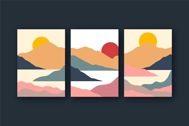 Hand drawn abstract landscape covers collection