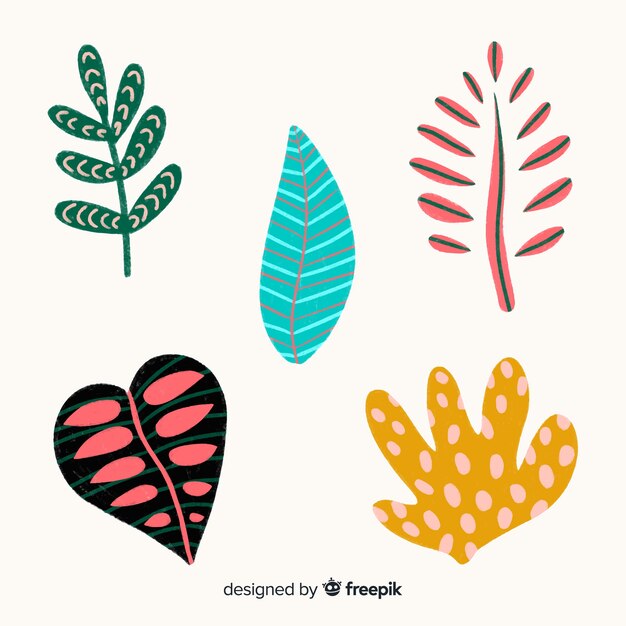 Hand drawn abstract leaves pack