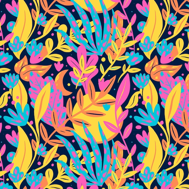 Free Vector hand drawn abstract leaves pattern design