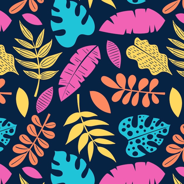 Hand drawn abstract leaves pattern design