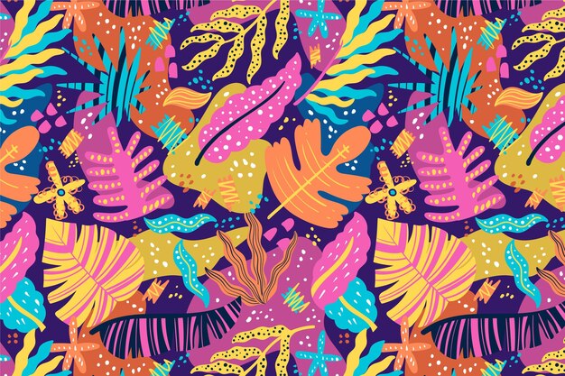 Hand drawn abstract leaves pattern design