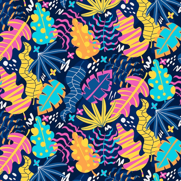 Hand drawn abstract leaves pattern