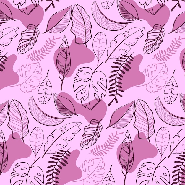 Hand drawn abstract leaves pattern