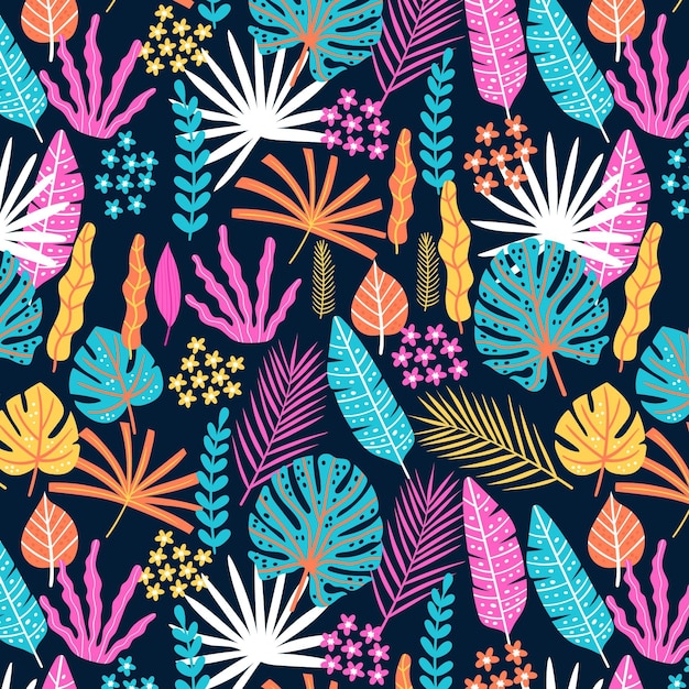 Hand drawn abstract leaves pattern