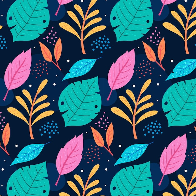 Free Vector hand drawn abstract leaves pattern