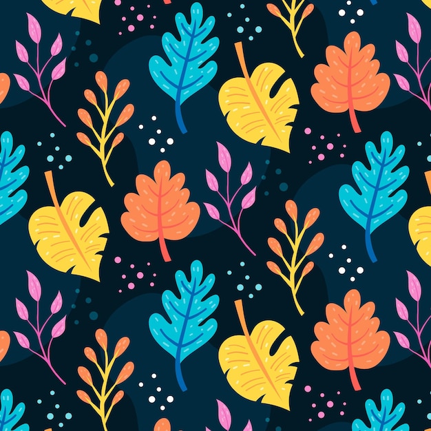 Hand drawn abstract leaves pattern