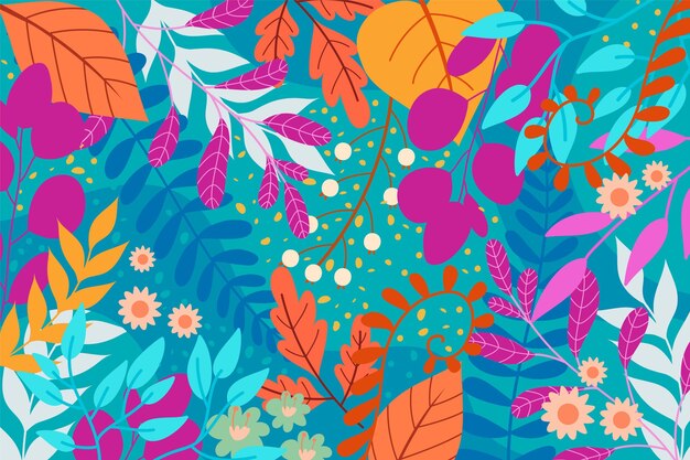 Hand drawn abstract leaves pattern