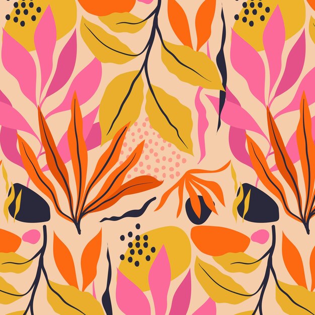 Hand drawn abstract leaves pattern