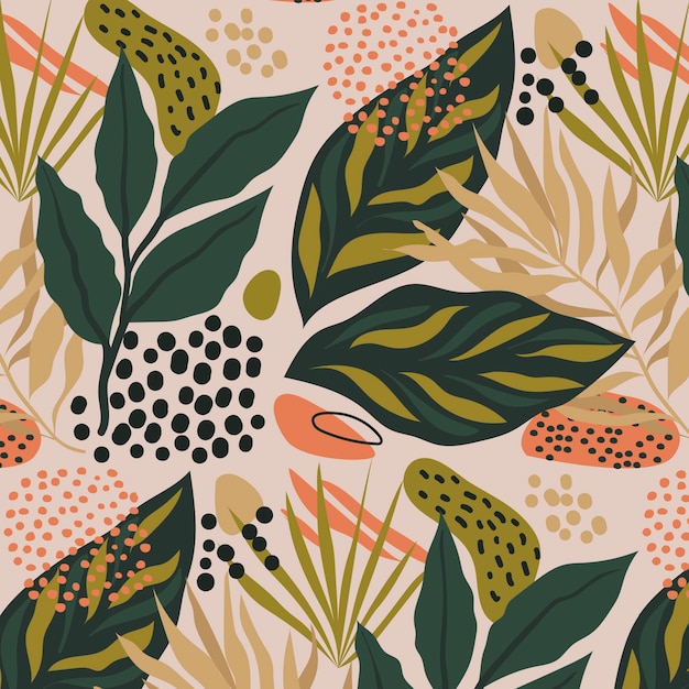 Free Vector hand drawn abstract leaves pattern