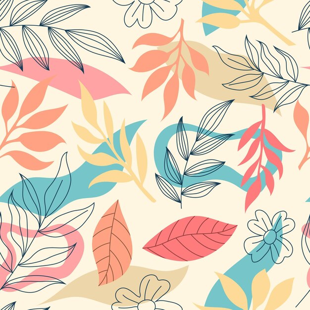 Hand drawn abstract leaves pattern