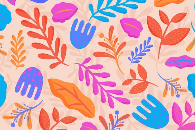 Hand drawn abstract leaves pattern