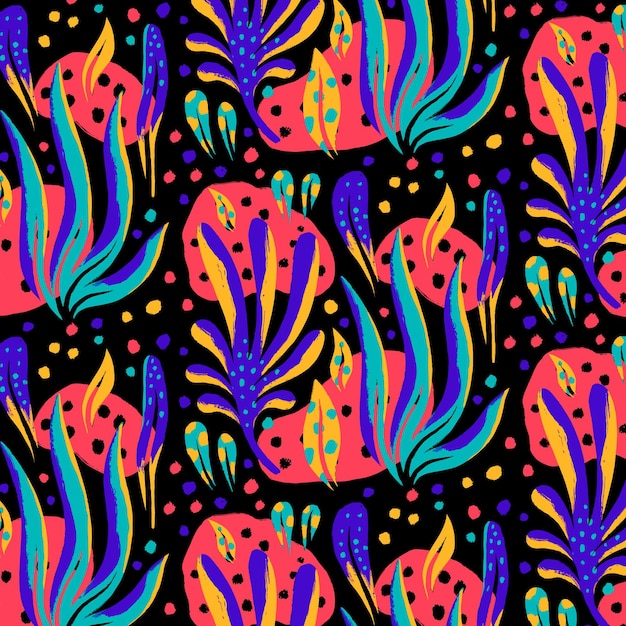 Hand drawn abstract leaves pattern