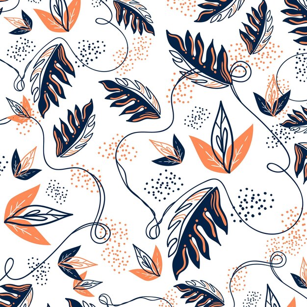 Hand drawn abstract leaves pattern