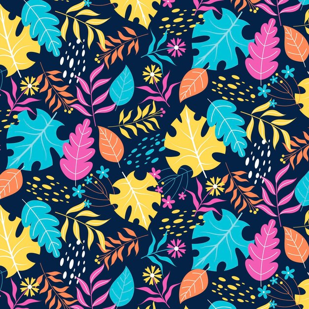 Hand drawn abstract leaves pattern