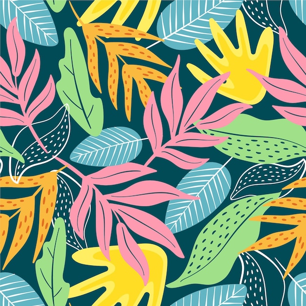 Hand drawn abstract leaves pattern