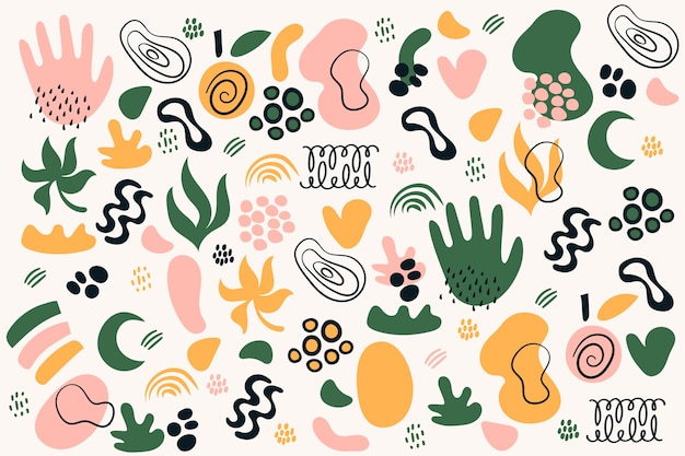 Hand drawn abstract organic shapes background