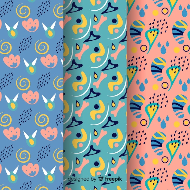 Free Vector hand drawn abstract pattern collection