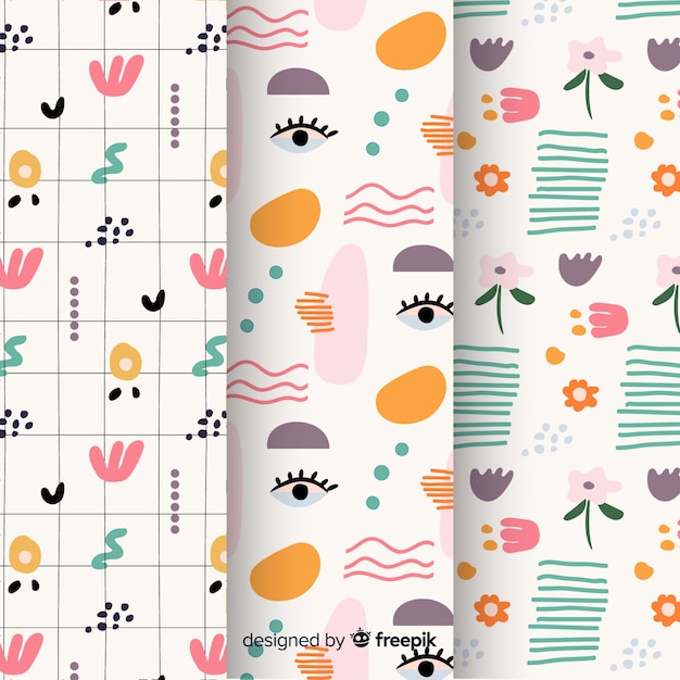 Hand drawn abstract pattern set