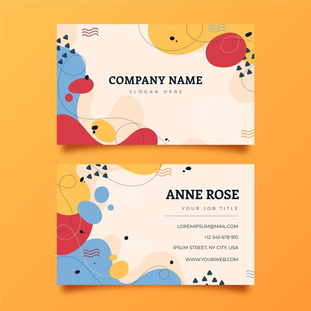 Hand drawn abstract shapes business card template