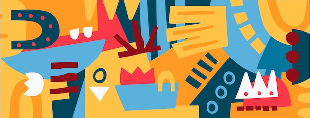 Hand drawn abstract shapes facebook cover