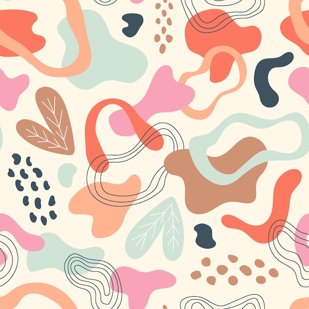 Hand drawn abstract shapes pattern design