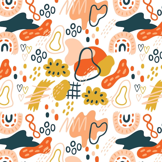 Hand drawn abstract shapes pattern