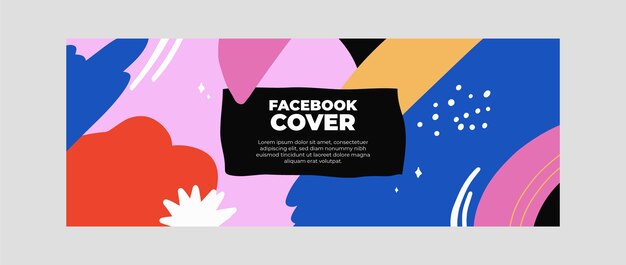 Hand drawn abstract shapes social media cover template