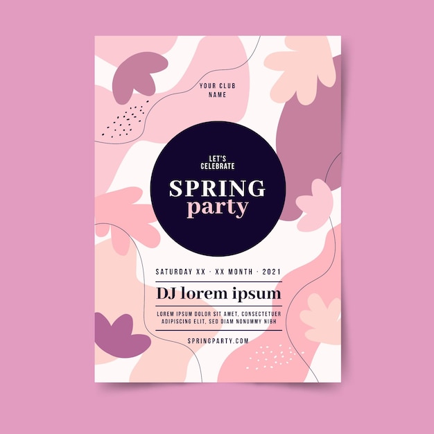 Hand drawn abstract spring party flyer