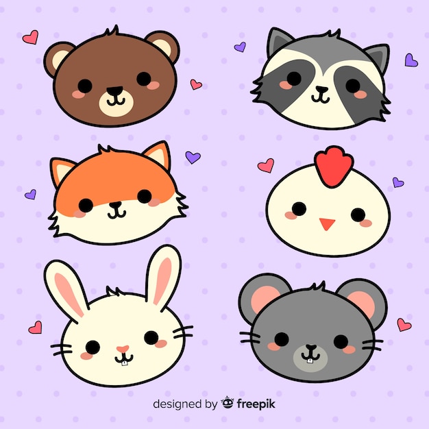 Hand drawn adorable animals collection