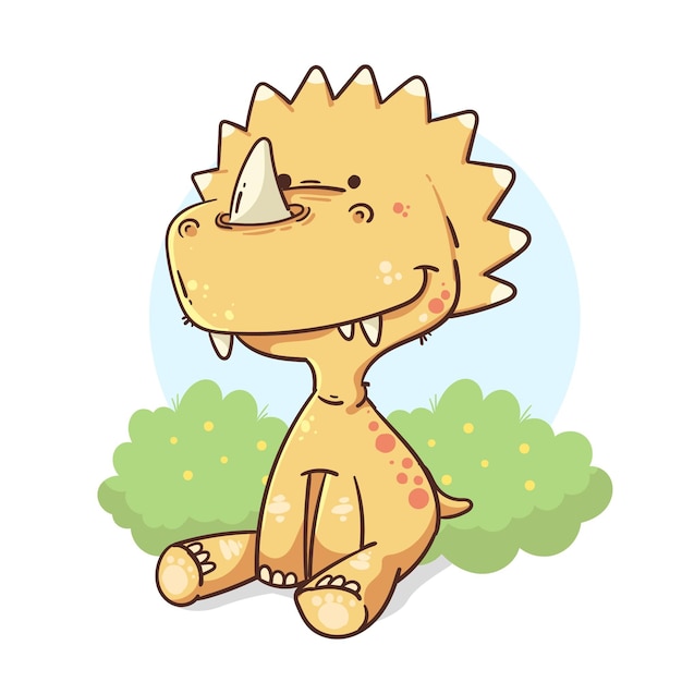 Hand drawn adorable baby dinosaur illustrated