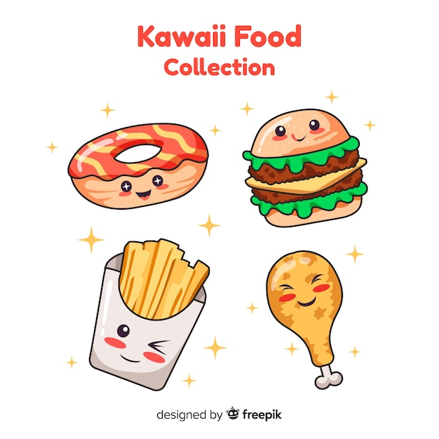 Free Vector hand drawn adorable food collection