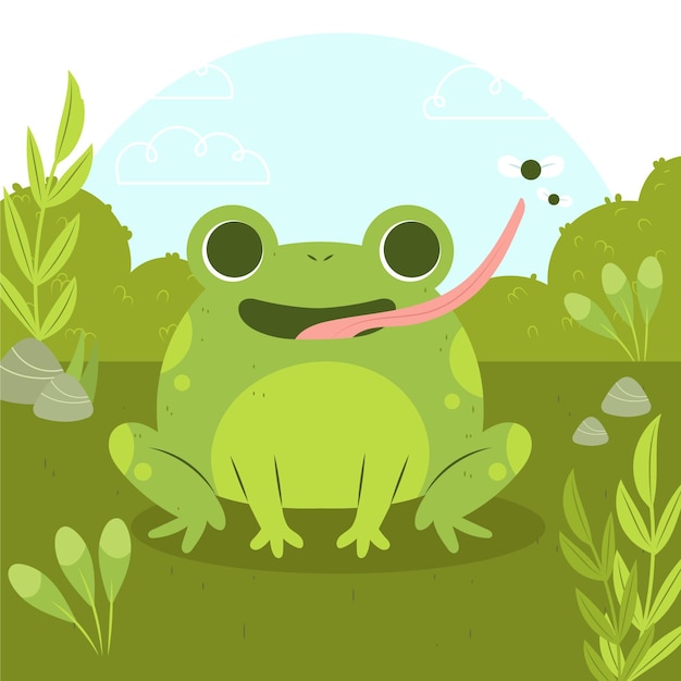 Free Vector hand drawn adorable frog illustration