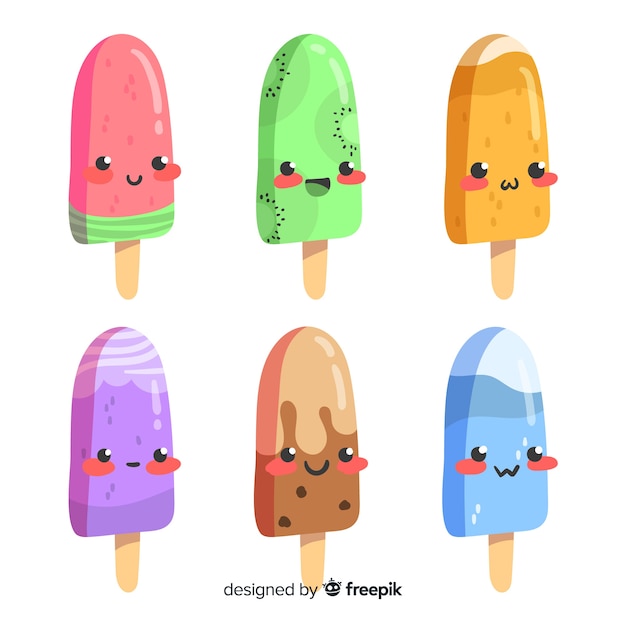 Hand drawn adorable ice cream collection