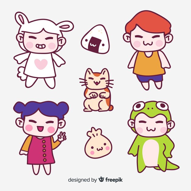 Hand drawn adorable people collection