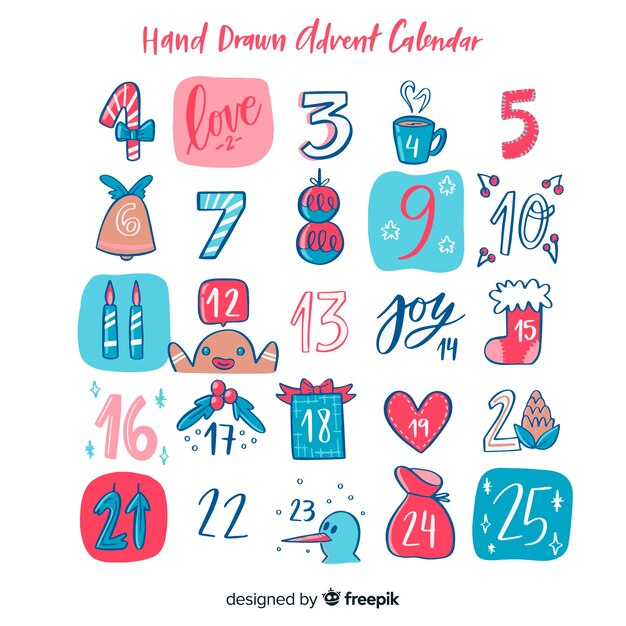 Hand drawn advent calendar