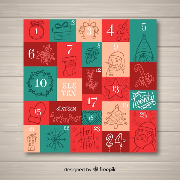 Free vector hand drawn advent calendar