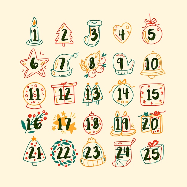 Hand drawn advent calendar