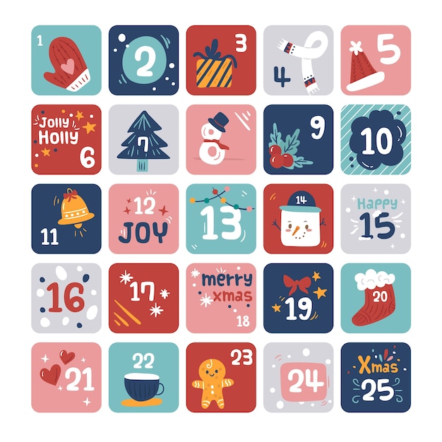 Free Vector hand drawn advent calendar