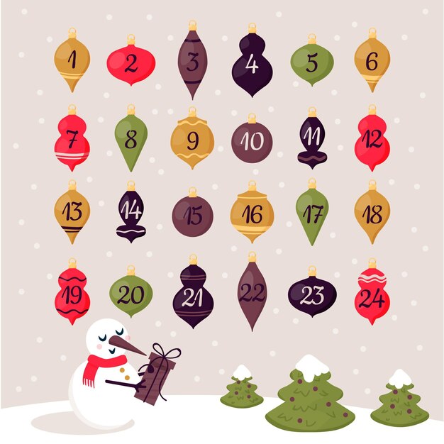 Hand drawn advent calendar