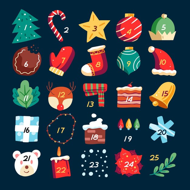 Free Vector hand drawn advent calendar