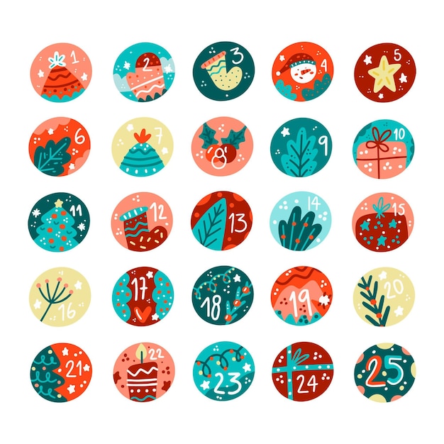 Free vector hand drawn advent calendar