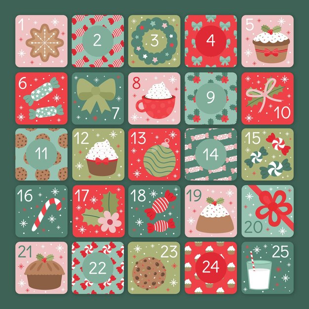 Hand drawn advent calendar