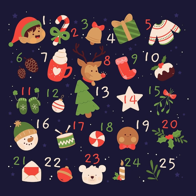 Hand drawn advent calendar