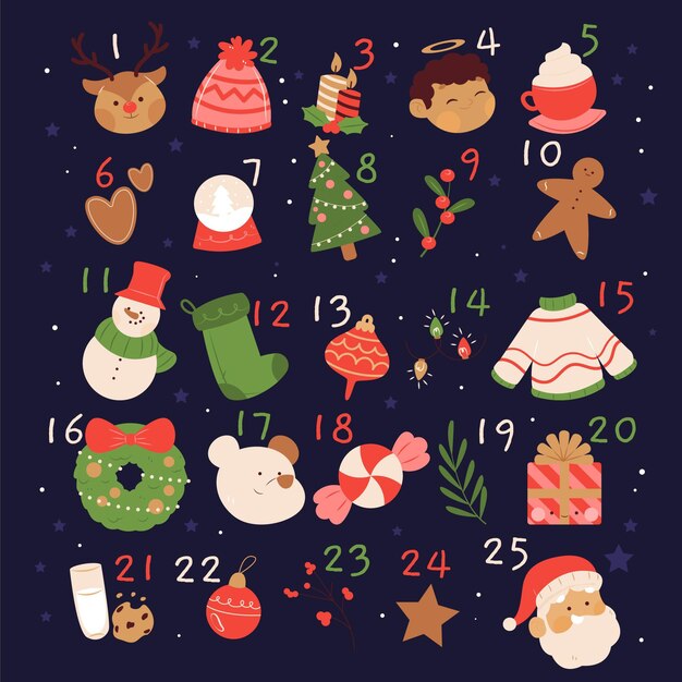 Hand drawn advent calendar