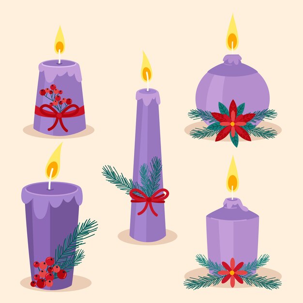 Hand drawn advent candles collection