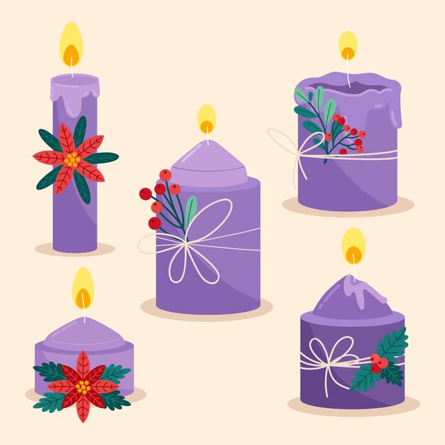 Hand drawn advent candles collection