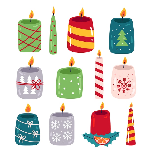 Hand drawn advent candles collection