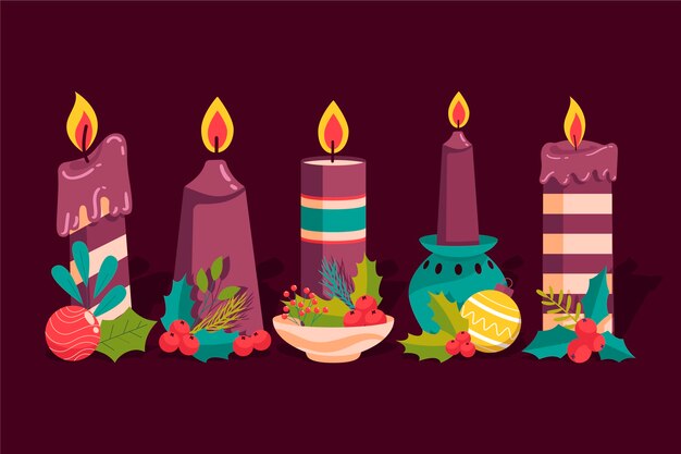 Hand drawn advent candles collection