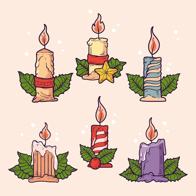 Hand drawn advent candles collection