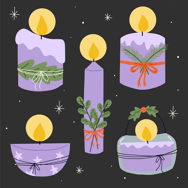 Free Vector hand drawn advent candles collection